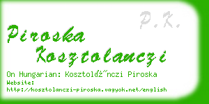 piroska kosztolanczi business card